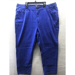 Jessica London Cropped Jeans Womens 18W Blue Denim Plus Dopamine Bright Color